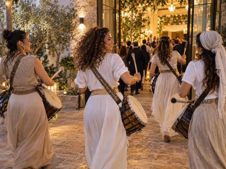 הרכב מתופפות בקבלת פנים לאירוע