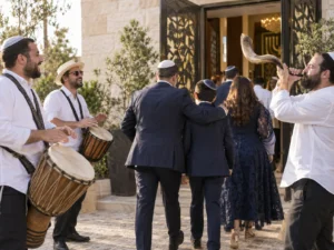 קבלת פנים חגיגית עם תופים ושופר
